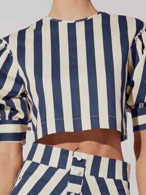 Solid & Striped Women's Blue The Alex Eggshell Blouse Top Size M